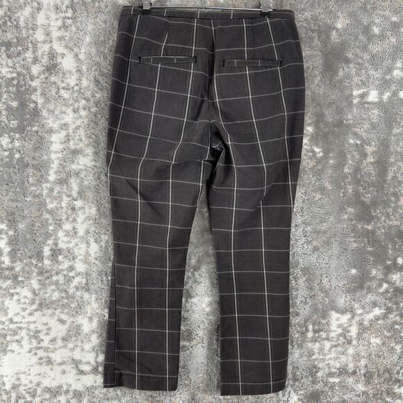 Free People Women Size 8 Checker Ankle Pants Gray Button Zip Cotton Blend Casual - Picture 3 of 12